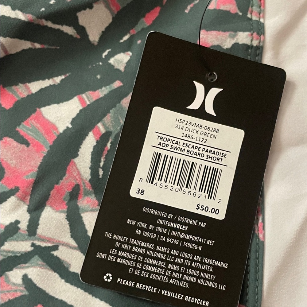 HURLEY Tropical Escape Paradise Swim Board Short,Sz.38!NWT - Picture 3 of 8